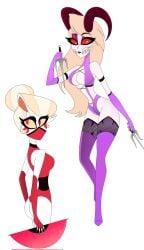 2girls charlie_morningstar_(hazbin_hotel) eclipsa78 hazbin_hotel kitana_(cosplay) lilith_morningstar_(hazbin_hotel) mileena_(cosplay) mortal_kombat multiple_girls succubus tagme