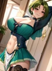 1girls ai_generated arm_sleeves big_breasts brown_eyes colombian ear_piercing earrings female female_focus green_hair green_nails hispanic hispanic_virtual_youtuber indie_virtual_youtuber latam_virtual_youtuber light-skinned_female light_skin ryumi ryumivt short_hair stable_diffusion twitch twitch.tv virtual_youtuber vtuber yellow_eyes youtube youtube_hispanic