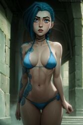 1girls ai_generated ass ass big_breasts bikini blue_hair bra breasts covered_breasts covered_pussy female female female_focus female_only fit fit_female hair human jinx_(league_of_legends) large_breasts league_of_legends lips ninfrock pale_skin pale_skinned_female panties riot_games skinny_waist slim_waist small solo solo_female solo_focus uncensored white_skin white_skinned_female