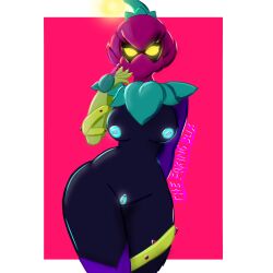 brawl_stars breasts_out bright_eyes female_only lily_(brawl_stars) looking_at_viewer naked_female plant_girl supercell tagme thick_thighs vagina