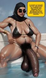 ai_generated arab_futa_auntie(briang1748) big_penis brazilian briang1748 burka dark-skinned_female dark_foreskin dark_penis futa_san futanari hijab huge_cock islam mature_female mommy mother nsfw portuguese_text pubic_hair religion text_bubble