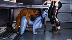 3d 4k alien alien_girl asari bestiality big_breasts blue_skin breasts canine completely_nude highres huge_breasts k9 large_breasts liara_t'soni male mass_effect mehlabs nude nude_female penis zoophilia