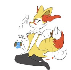 anthro bluetitbird braixen female fox fox_girl furry horny nintendo penis_awe pokemon pokemon_(species) pokemon_xy precum precum_drip tagme