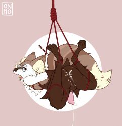 anthro bondage bondage bound gus_(moomoonjun) hi_res male moomoonjun nintendo pokemon restraints rope rope_bondage rope_harness solo