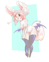 anthro breasts clothing female hi_res hybrid lagomorph legwear looking_at_viewer mammal nipples pussy rabbit rubber solo thigh_highs tweedabop wide_hips