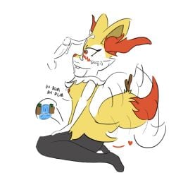 anthro bluetitbird braixen cum cum_drip cum_on_face ejaculation facial female fox fox_girl furry horny nintendo penis_awe pokemon pokemon_(species) pokemon_xy precum precum_drip tagme