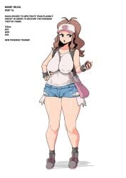 censored_age censored_text character_name fully_clothed height hilda_(pokemon) nipple_bulge pokemon short_shorts shorts tagme three_sizes woohyoot