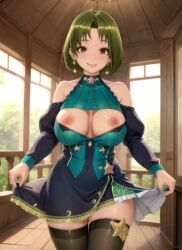 1girls ai_generated arm_sleeves big_breasts brown_eyes colombian ear_piercing earrings exposed_breasts female female_focus green_hair green_nails hispanic hispanic_virtual_youtuber indie_virtual_youtuber latam_virtual_youtuber light-skinned_female light_skin nipples ryumi ryumivt short_hair stable_diffusion twitch twitch.tv virtual_youtuber vtuber yellow_eyes youtube youtube_hispanic