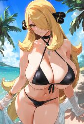 cynthia (pokemon) from game freak by flamingpassion