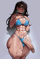 abs ai_generated amphibia asian asian_futanari bikini black_hair disney earrings futa_only futanari green_eyes grown_up huge_ass huge_balls huge_breasts huge_cock jewelry long_hair marcy_wu muscular_futanari pierced_ears roughtriumph tagme