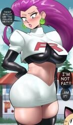 1girls ass big_ass chubby curvy_figure echosaber female fully_clothed jessie_(pokemon) mature_female meowth no_nude outdoors pokemon solo_focus tagme thick_thighs