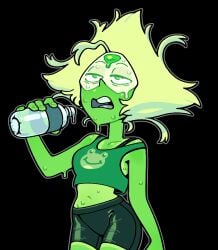 2d cartoon_network discount-supervillain female female_only gem_(species) green_body green_eyes green_skin peridot_(steven_universe) solo solo_female standing steven_universe sweat sweating sweaty sweaty_body sweaty_face tight_clothing tired