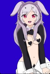 2d 2d_(artwork) boobs_and_butt_pose breasts bunny_ears bunny_girl bunnysuit female female_only maibunnyvt patch patches purple_hair red_eyes socks suit tights virtual_youtuber vtuber vtuberfanart vtubers white_body