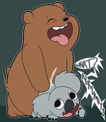 anal anal_sex bear cartoon_network duo grizzly_(wbb) grizzly_bear koala male mammal marsupial nom_nom_(character) orgasm orgasm_face penetration planeshifterlair tagme tongue tongue_out toony we_bare_bears yaoi