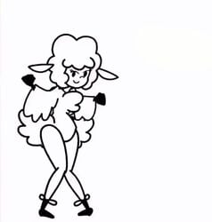 1girls animated beep_beep_i'm_a_sheep edit female_only furry leggy_lamb minus8 monochrome no_sound sheep shorter_than_30_seconds solo top-down_bottom-up video