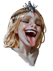 1girls ahe_gao ahegao_face anato_finnstark baldur's_gate_3 female long_tongue oral_fixation oral_invitation orin_the_red teeth tongue tongue_out variant variant_set