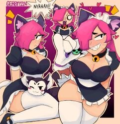 1girls big_breasts blush brawl_stars breasts cat_ears cat_tail colette_(brawl_stars) female fully_clothed gerbyy224 kit_(brawl_stars) maid maid_uniform paw_gloves paws pinku_pawlette posing skirt smile solo solo_female tagme thick_thighs