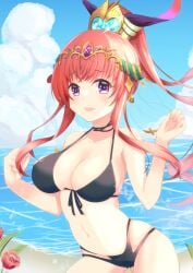 bad_id bad_twitter_id breasts grimms_notes long_hair pink_hair platonic_aki ponytail shadow_morgiana_(grimms_notes) solo swimsuit