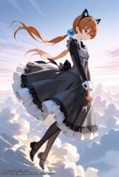 ai_generated alisa_southerncross cute fake_animal_ears hell-pantsu orange_eyes orange_hair small_breasts