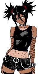 1girls 3rd_party_edit artist_request big_ass bleach bleach:_the_thousand-year_blood_war booty_shorts choker collar emo erect_nipples exposed_midriff female female_only goth goth_girl kuchiki_rukia nipple_bulge petite petite_female punk_girl short_shorts short_twintails slim_waist slutty_clothing slutty_outfit stockings tan_skin tanline thick_lips thick_thighs transparent_background twintails