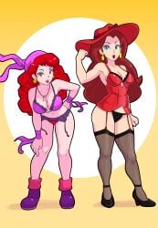 2girls boobs breasts captain_syrup female females furboz nintendo pauline super_mario_bros. wario_(series)