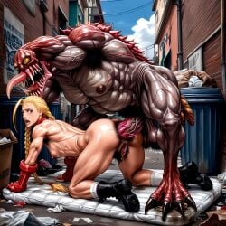 ai_generated anal_sex cammy_white crying hairy hairy_anus hairy_armpits hairy_pussy monster monster_rape rape scared scared_expression street_fighter