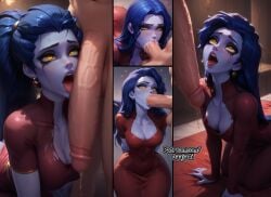 ai_assisted ai_generated blizzard_entertainment blowjob blue_hair cleavage cock_hungry cock_worship comic_panel dress earrings face_fucking huge_cock huge_cock jaajaai long_hair massive_penis multiple_images multiple_poses multiple_views overwatch panels penis_awe penis_worship purple_skin red_dress ruined_makeup sucking_penis tagme thin_waist throat_fuck tongue_out voluptuous voluptuous_female wet wet_skin wide_hips widowmaker yellow_eyes