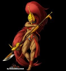 abs adeptus_custodes armour athletic athletic_female back_muscles biceps big_muscles big_nipples big_pecs big_thighs completely_nude craaabe dark-skinned_female muscle_girl muscle_tone muscles red_mane short_hair tanned tomboy toned toned_body triceps warhammer_(franchise) warhammer_40k