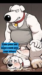 ai_generated anthro anthro_penetrating balls breeding brian_griffin chubby cock cum cum_inside dad dirty_feet family_guy fat fat_ass father_and_son feet gay gay_sex incest male male/male overweight paws pubes