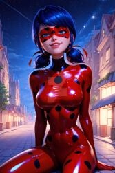 ai_generated blue_eyes blue_hair bodysuit female jpeg ladybug_(character) marinette_cheng marinette_dupain-cheng medium_breasts miraculous:_tales_of_ladybug_and_cat_noir miraculous_ladybug naughtygirlsai skinny twintails watermark