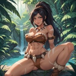 1female 1girl 1girls 1woman abs ai_generated aixl big_breasts black_hair black_hair_female ear_piercing ear_piercings ear_ring ear_rings earring earrings female female_abs female_focus forehead_gem forehead_jewel forest forest_background gem_on_forehead green_eyes green_eyes_female hi_res high_res high_resolution highres jewel_on_forehead jungle jungle_background large_breasts league_of_legends long_hair long_hair_female looking_at_viewer nidalee ponytail ponytail_female riot_games skimpy skimpy_clothes skimpy_costume skimpy_outfit skimpy_panties skimpy_underwear solo solo_female solo_focus tooth_necklace tribal_markings tribal_tattoo tribal_tattoos waterfall woman