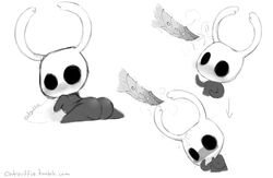 2017 ?! ambiguous_gender arthropod ass big_butt black_body blush catyuffie cum cum_on_face digital_media_(artwork) erection gay hi_res hollow_knight insects looking_at_penis looking_at_viewer male male/ambiguous protagonist_(hollow_knight) simple_background white_background