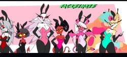 barbie_wire bunny_ears bunnysuit female helluva_boss jackelhaze loona_(helluva_boss) millie_(helluva_boss) queen_bee-lzebub_(helluva_boss) seductive stella_(helluva_boss) verosika_mayday_(helluva_boss)