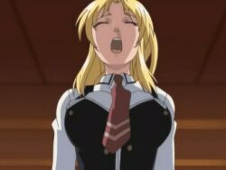 00s 2006 animated animated bible_black bible_black_only blonde_hair bouncing_breasts bowtie breasts closed_eyes clothed_sex cowgirl_position cowgirl_position female implied_sex lowres open_mouth ponytail riding saeki_kaori school_uniform solo_focus straight tagme white_shirt