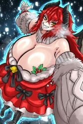 big_breasts breasts_bigger_than_head christmas christmas_clothing christmas_outfit huge_breasts sunjieguanglai virtual_youtuber vshojo zentreya