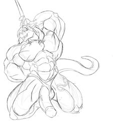 anthro big_muscles big_penis bulge clothing cyran dancing dragon humanoid_penis looking_at_viewer male male_only muscular muscular_male penis pinup pole pole_dancing pose scalie sketch slyphin_drakil solo tattoo thong western_dragon