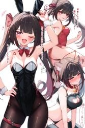 1girls alternate_costume black_hair breasts bunnysuit cat_ears cat_tail catgirl china_dress chinese_clothes fox_mask honkai:_star_rail honkai_(series) leash lingerie red_eyes smooth_skin sparkle_(honkai:_star_rail)