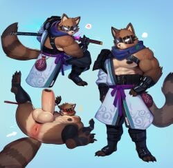 abs absurd_res anthro anus areola asian_clothing ass balls barazoku big_balls big_muscles big_pecs big_penis black_glans black_nipples black_nose cheek_tuft claws clothed clothing cross-popping_vein cydonia_xia east_asian_clothing epic_games erection facial_tuft feet fortnite genitals glans hi_res hindpaw huge_balls huge_cock huge_muscles huge_pecs humanoid_genitalia humanoid_penis japanese_clothing katana male mammal manly mask melee_weapon muscular muscular_arms muscular_male nipples nude one_eye_closed paws pecs penis pose procyonid raccoon samurai scar shoulder_scar solo speech_bubble spread_butt spread_legs spreading sword tail thick_arms thick_penis thick_thighs toe_claws tuft vein veiny_penis warrior weapon