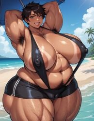 1girls abs ai_generated areolae armpit_hair armpits arms_behind_head bbw beach belly belly_button biceps big_belly big_breasts bikini black_bikini black_hair black_shorts black_swimsuit black_swimwear booty_shorts breasts cameltoe cameltoe_shorts chest_tuft chubby chubby_female cloud emiko_rogers fat fat_female fat_woman female female_focus female_only flexing genocide_nutter hairy hairy_armpits hairy_arms hairy_belly hairy_chest hairy_female hairy_legs hairy_thighs happy_trail huge_breasts large_areolae looking_at_viewer massive_breasts musclegut muscular muscular_arms muscular_female nipple_bulge original_character palm_tree pixie_cut sand short_hair short_shorts shorts sling_bikini slingshot_swimsuit smile solo solo_female solo_focus swimsuit swimwear tan-skinned_female tan_body tan_skin tanline tanned tanned_female tanned_skin thick_thighs thighs tight_clothing tight_shorts venus_body voluptuous voluptuous_female water wet wet_body wet_breasts wet_skin yodayo