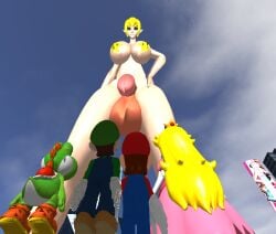 1futa 1girls 2boys 3d big_breasts bowsette cutegirls2034 futanari giantess luigi mario mario_(series) princess_peach super_mario_bros. super_smash_bros. yoshi