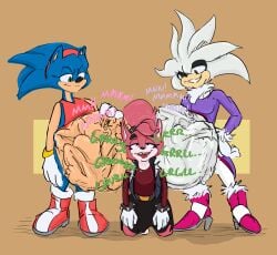 absurd_res amy_rose anthro belly big_belly blaze_the_cat clothing colored digestion digestion_noises eulipotyphlan fan_character female furry group hedgehog hi_res humgeronimo imminent_digestion kneeling male male/female male/male mammal oral_vore sega silver_the_hedgehog simple_background smug sonic_(series) sonic_the_hedgehog sonic_the_hedgehog_(series) standing struggling struggling_prey vore