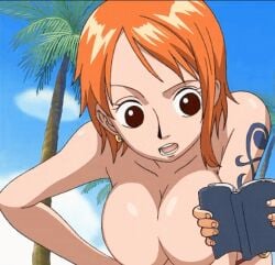 big_breasts breasts edit nami nami_(classic) nami_(one_piece) nude_filter pre-timeskip screencap screenshot_edit topless