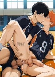 ai_generated gay gay_sex haikyuu!! hentai kageyama_tobio shoyo_hinata tobio_kageyama volleyball volleyball_uniform yaoi