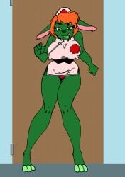 beckoning big_breasts birthmark breasts bunny clover come_hither crazycowproductions curvy four_leaf green_body green_fur horny imminent_sex licking_lips lipstick locking_door luhyzi nurse rabbit red_hair sexy shamrock_o’hara wide_hips