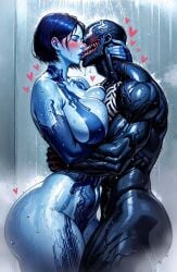 ai_generated cortana female halo_(game) halo_(series) kissing marvel marvel_comics shower venom venom_(marvel)