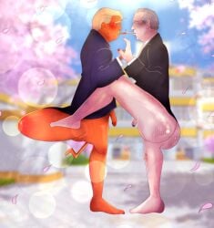 america blonde_hair blue_eyes blush cherry_blossoms circumcised democrat donald_j_trump donald_trump grey_hair half-dressed history holding_hands joe_biden maga male/male older_male orange_body orange_skin petals politics president puckered_lips republican small_hands stretched_mouth suit triden uncircumcised weird yandere_simulator yaoi