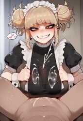 1girls ai_generated big_breasts big_nipples blonde_hair blush boku_no_hero_academia clothed_female clothed_female_nude_male clothed_sex cum cum_on_body cum_on_breasts cum_on_clothes ejaculation_between_breasts ejaculation_under_clothes heart huge_breasts large_breasts maid maid_headdress maid_outfit maid_uniform nude_male paizuri smiling smiling_at_viewer smug smug_face titjob toga_himiko yellow_eyes