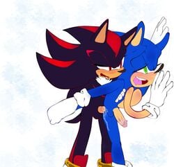 against_wall anal balls cum cum_in_ass futuregalaxea gay leg_up penis shadow_the_hedgehog sonadow sonic_(series) sonic_the_hedgehog