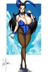 big_breasts bunny_ears bunny_girl bunnysuit dilane93 female female_only high_heels long_hair nico_robin nylon_stockings nylons one_piece playboy_bunny thick thick_thighs