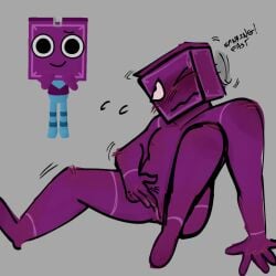 boxten_(dandy's_world) clitoral_stimulation cuntboy dandy's_world dandys_world fingering_clit legs_spread masturbation music_box object_head one_eye_closed purple_body purple_skin pussy pussy_juice_drip sitting solo solo_male